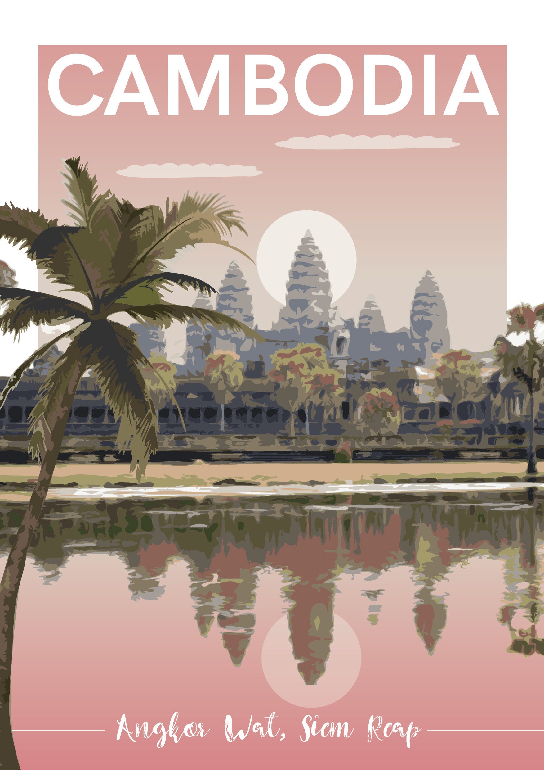 cambodia vintage travel posters