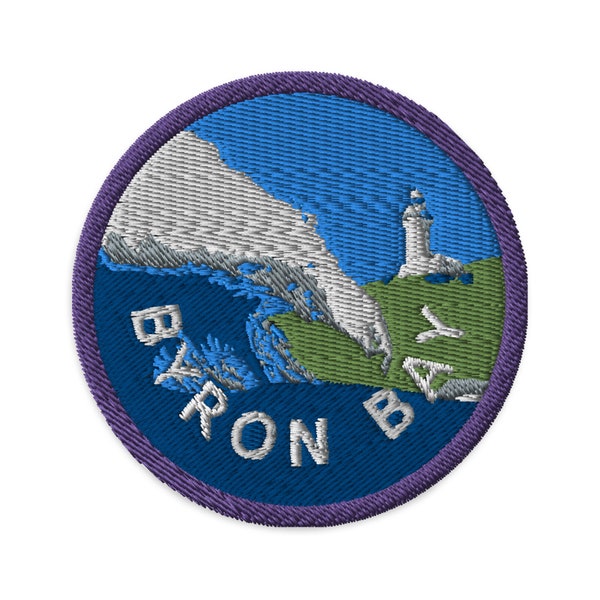 Byron Bay Australia Travel Patch, Vintage Style Embroidered Souvenir, Iron-on Patch (3 inch)