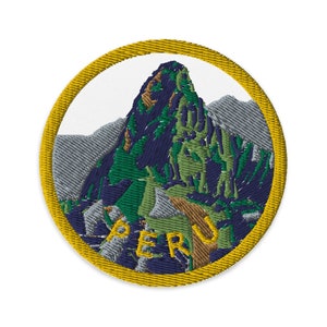 PERU, Machu Picchu Inca Trail Design Travel Patch, Vintage-Style Embroidery, Sew or Iron On, 3 Inch Patch, Gift for Travelers, Souvenir
