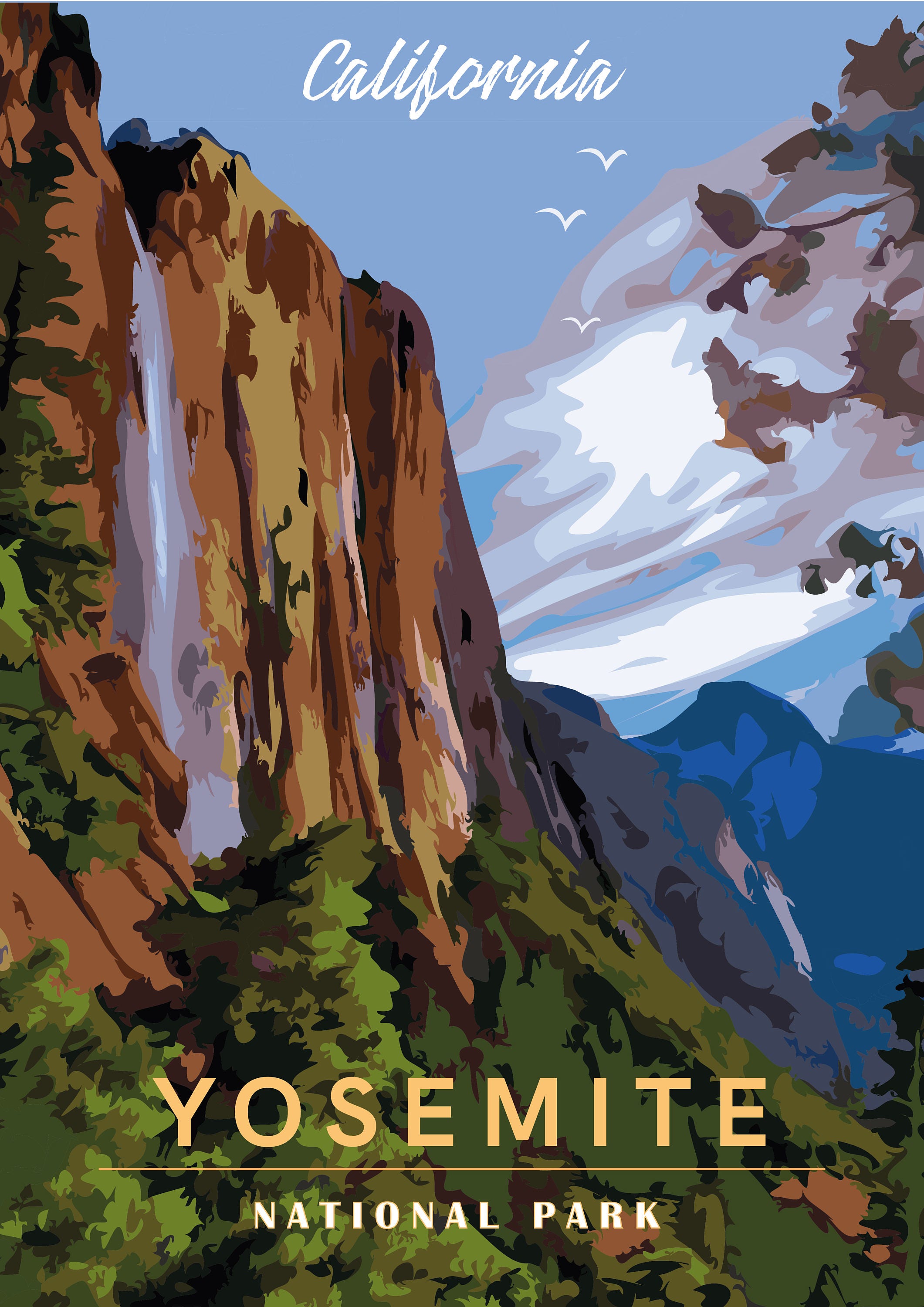 Art Yosemite Travel Poster Vintage Rare Hot New Original 12x16" TR7 