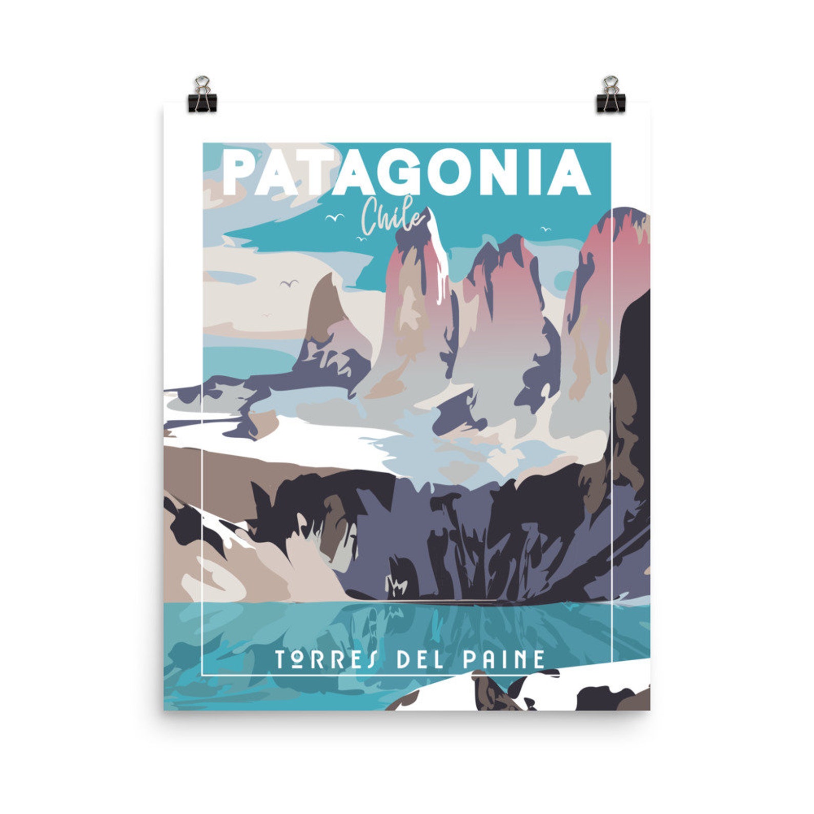 PATAGONIA Torres Del Paine CHILE Vintage Travel Poster Print | Etsy