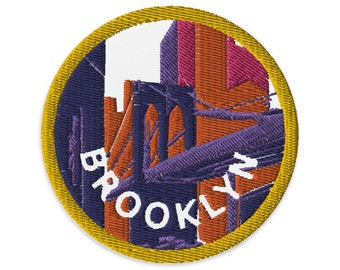 NEW YORK, Brooklyn Bridge Vintage Embroidered Travel Patch, 3 inch, Iron or Sew