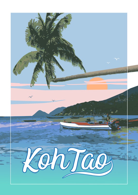 Koh Tao, Thailand Vintage Travel Poster (instant Download) - Etsy