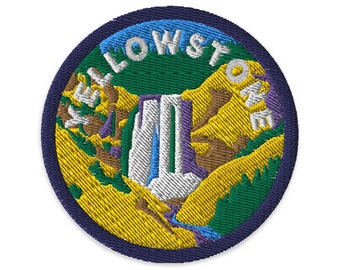 Yellowstone National Park Travel Patch, Vintage-Style Embroidery, Iron-on Patch (3 inch)