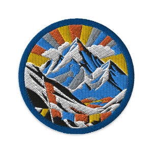 EVEREST, Mountain Vintage Style Embroidered Travel Patch, 3 inch, Iron or Sew, Mount Everest