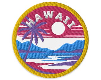 HAWAII, USA Vintage Style Embroidered Travel Patch, 3 inch, Iron or Sew