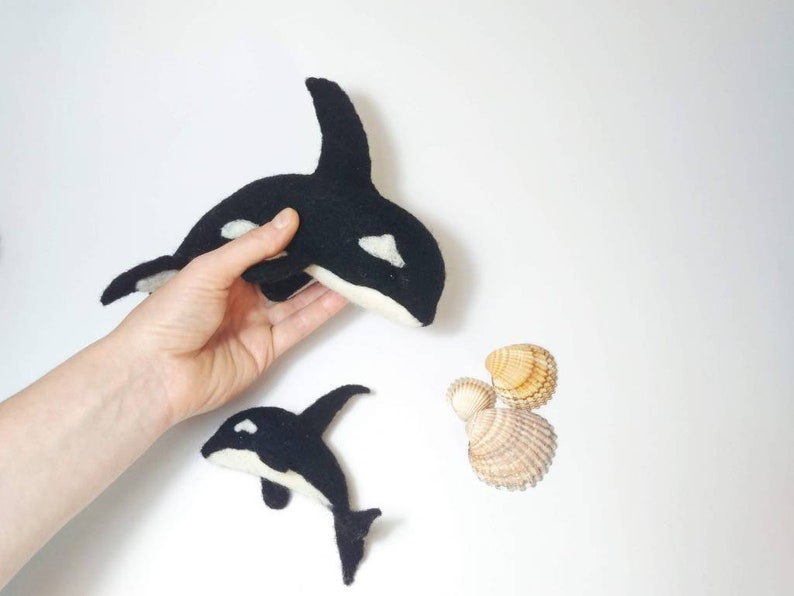Needle Felted Orca Needle Felted Whale Mother and Baby Etsy