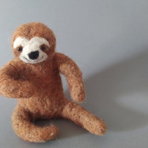 Brown sloth, Wool animal, Needle felted sloth image 1