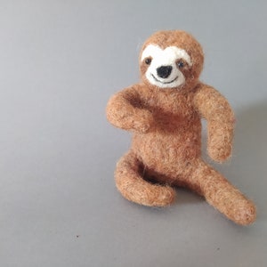 Brown sloth, Wool animal, Needle felted sloth image 5