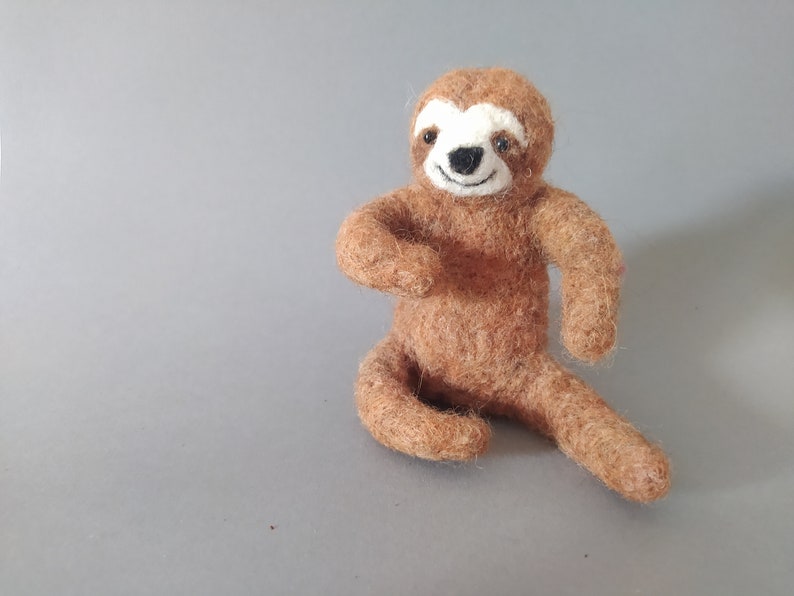 Brown sloth, Wool animal, Needle felted sloth image 5