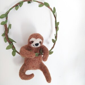 Brown sloth, Wool animal, Needle felted sloth image 9