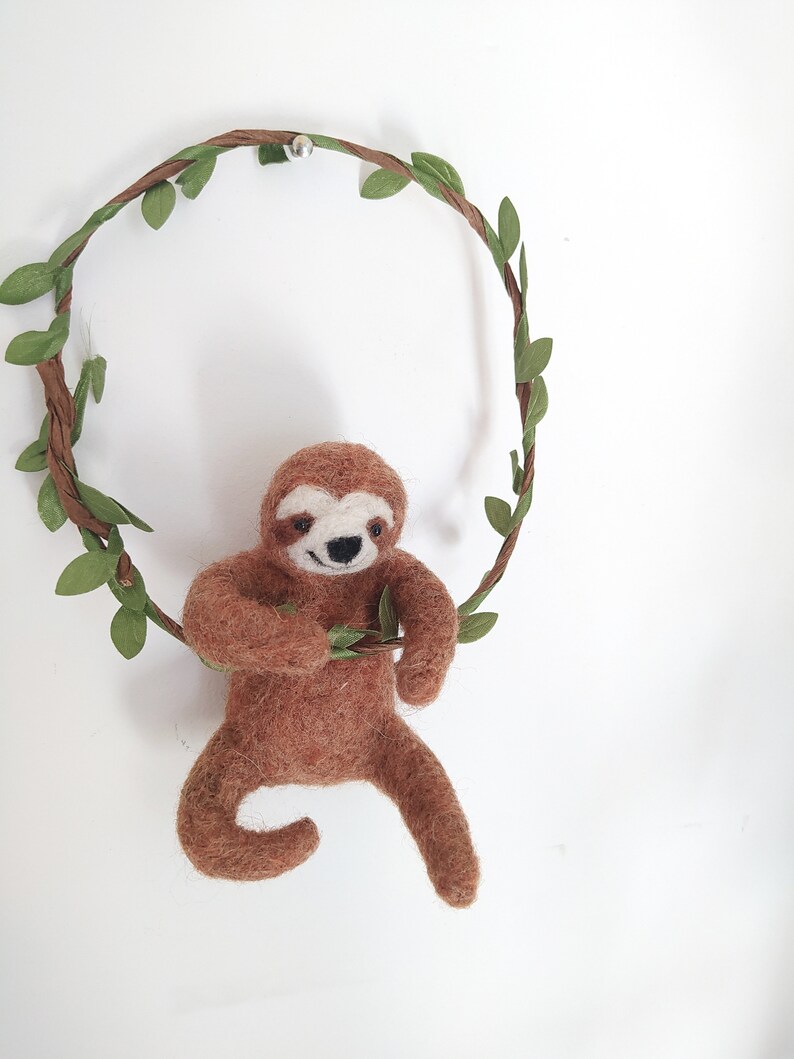 Brown sloth, Wool animal, Needle felted sloth image 9