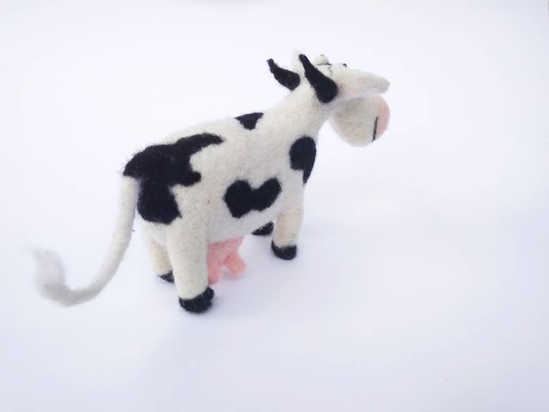 Felt Cow Needle felted cow Farm animals handmade cow Black Etsy