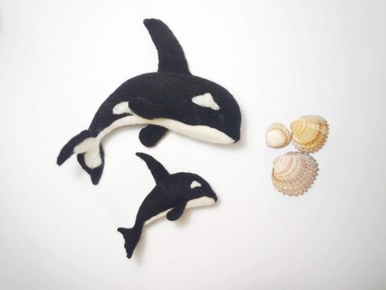 Needle Felted Orca Needle Felted Whale Mother and Baby Etsy