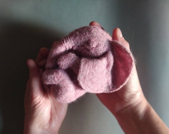 Pink elephant sleeping, Needle felted Elephant