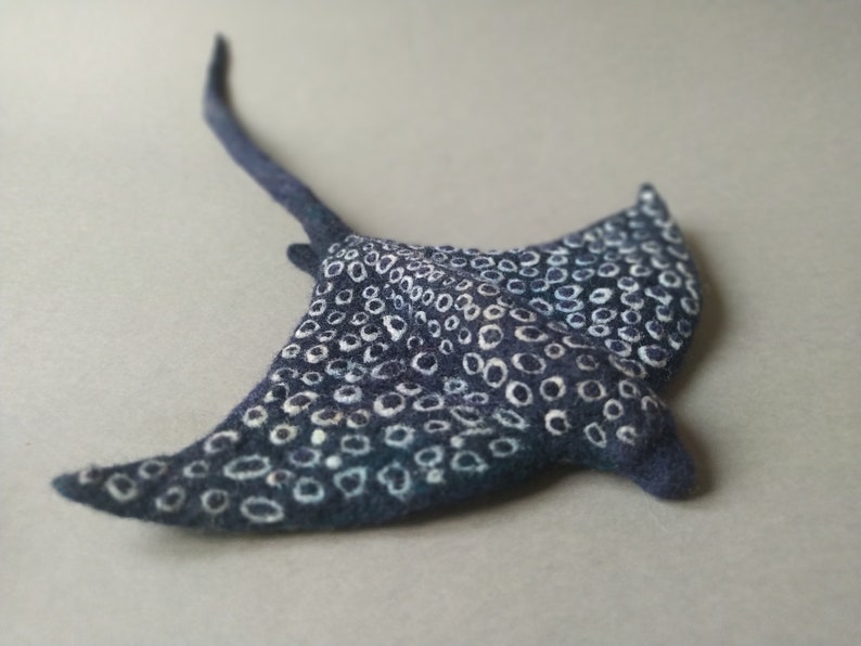 Needle felted Manta, Spotted Ray, Ocean animal image 7