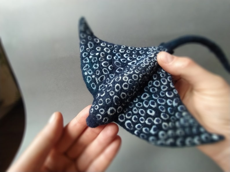Needle felted Manta, Spotted Ray, Ocean animal image 9