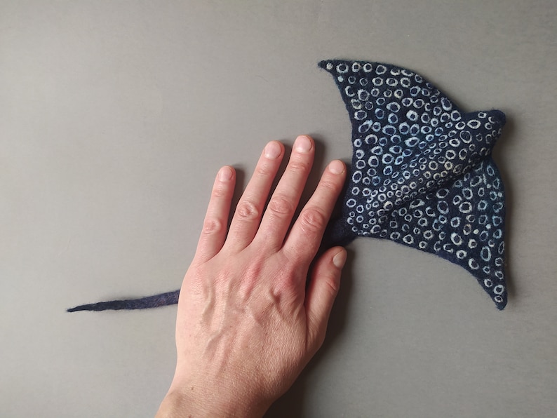 Needle felted Manta, Spotted Ray, Ocean animal image 6