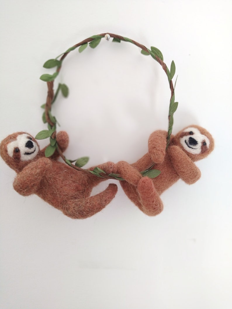 Brown sloth, Wool animal, Needle felted sloth image 8