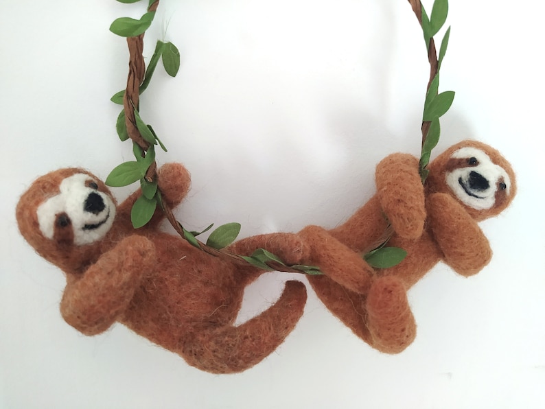 Brown sloth, Wool animal, Needle felted sloth image 10