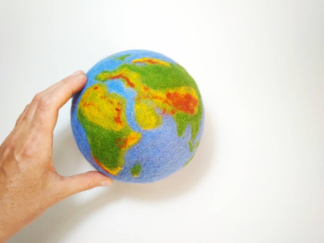 Needle felted Earth Big Earth ball Earth globe Needle Etsy