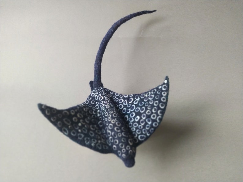 Needle felted Manta, Spotted Ray, Ocean animal image 8