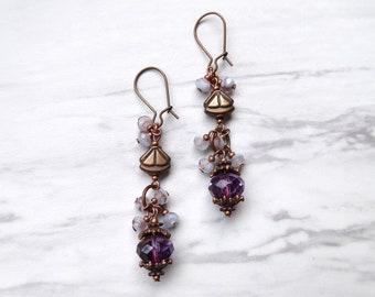 Czech Glass Chandelier Earrings | Unique Glass Dangly Earrings | Long Beaded Earrings