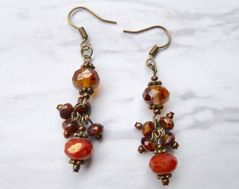 Czech Glass Chandelier Earrings | Glass Beaded Earrings | Elegant Drop Earrings