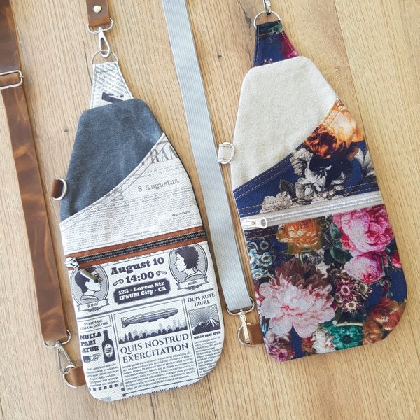 Chest bag Crossbody, Unisex Sling Bag Sewing Pattern PDF, Slim Traveler Pouch, wallet, video