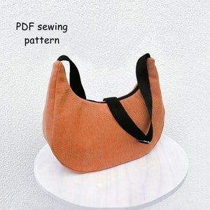 Crossbody bag, PDF Sewing Pattern, diy, quick download, medium bag moon, crescent bag pattern
