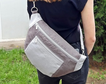 Bum bag sewing pattern PDF, Travel Moon Crossbody Bag, DIY large Crescent Fanny Pack