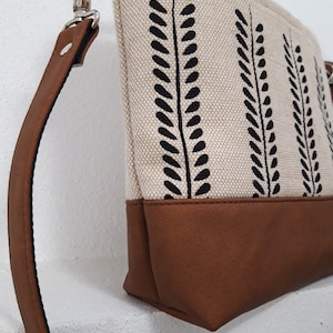 Crossbody bag medium size, purse with pockets, natural vegan bag, Lavender print shoulder bag, canvas hobo bag image 6