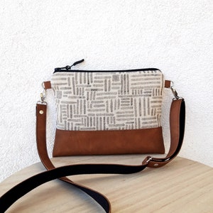 Handmade Canvas Crossbody Bag: Vegan Leather Small Messenger Purse
