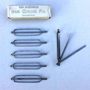 Antique Victorian Rushforth Hair Curling Pins.  Set of 6