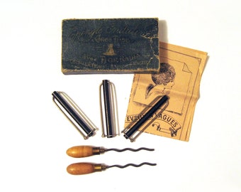 Rare Vintage Antique French Epingle Onduline Hair Wavers. Victorian Stove Heated Wave Curlers.