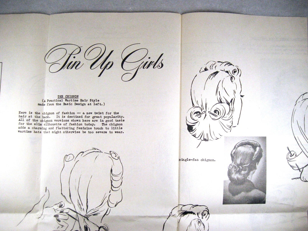 Vintage 40's Classic Pin up Girl Hair Styles Poster Size Instruction ...