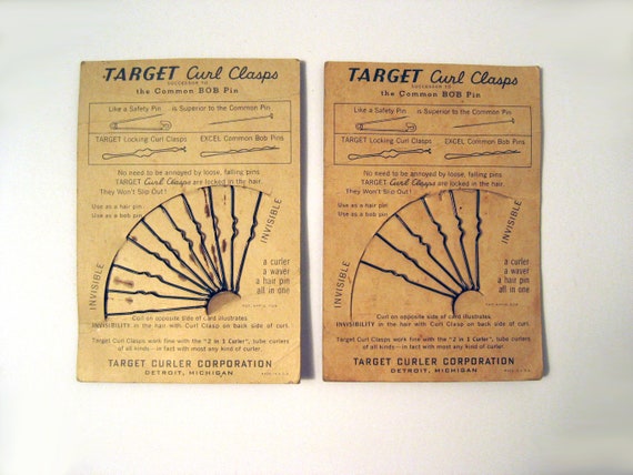 Vintage 40's Target Curl Clasps. Locking Pin Curl… - image 2