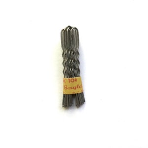 Vintage 50&#39;s Gayla Large 3&quot; Heavy Duty Silver Hair Pins. Updo Chignon.  Unused Package of 25 Pins