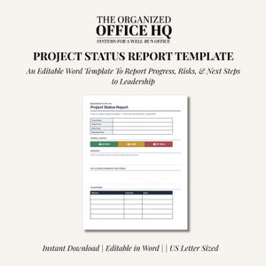 Project Status Report Template for Executive Assistants | Editable Word Document