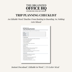 Trip Planning Checklist for Executive Assistants | Editable Word Document