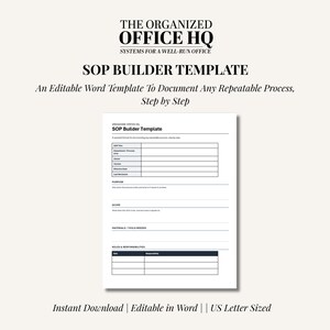 SOP Builder Template | Editable Word Document for Assistants | Document Any Repeatable Process | Instant Download