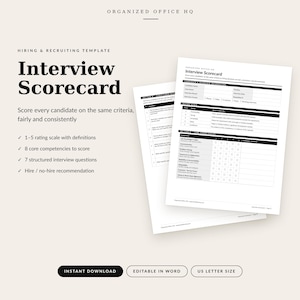 Interview Scorecard & Candidate Evaluation Form | Editable Hiring Template
