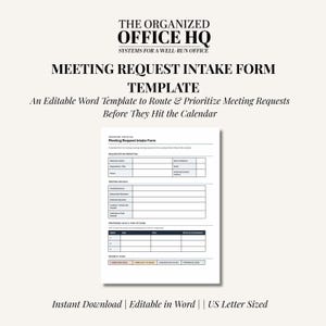 Meeting Request Intake Form for Executive Assistants | Editable Word Document