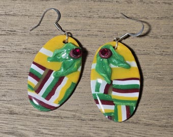 Handmade holly polymer clay earrings