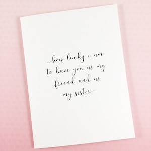 Carte soeur/Belle soeur/Carte d'anniversaire soeur/Carte de mariage à soeur/Merci soeur