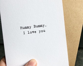 Cute love card/I love you card/I miss you card/Romantic card/Anniversary card/Card for bf/Card for gf/Hunny Bunny, I love you