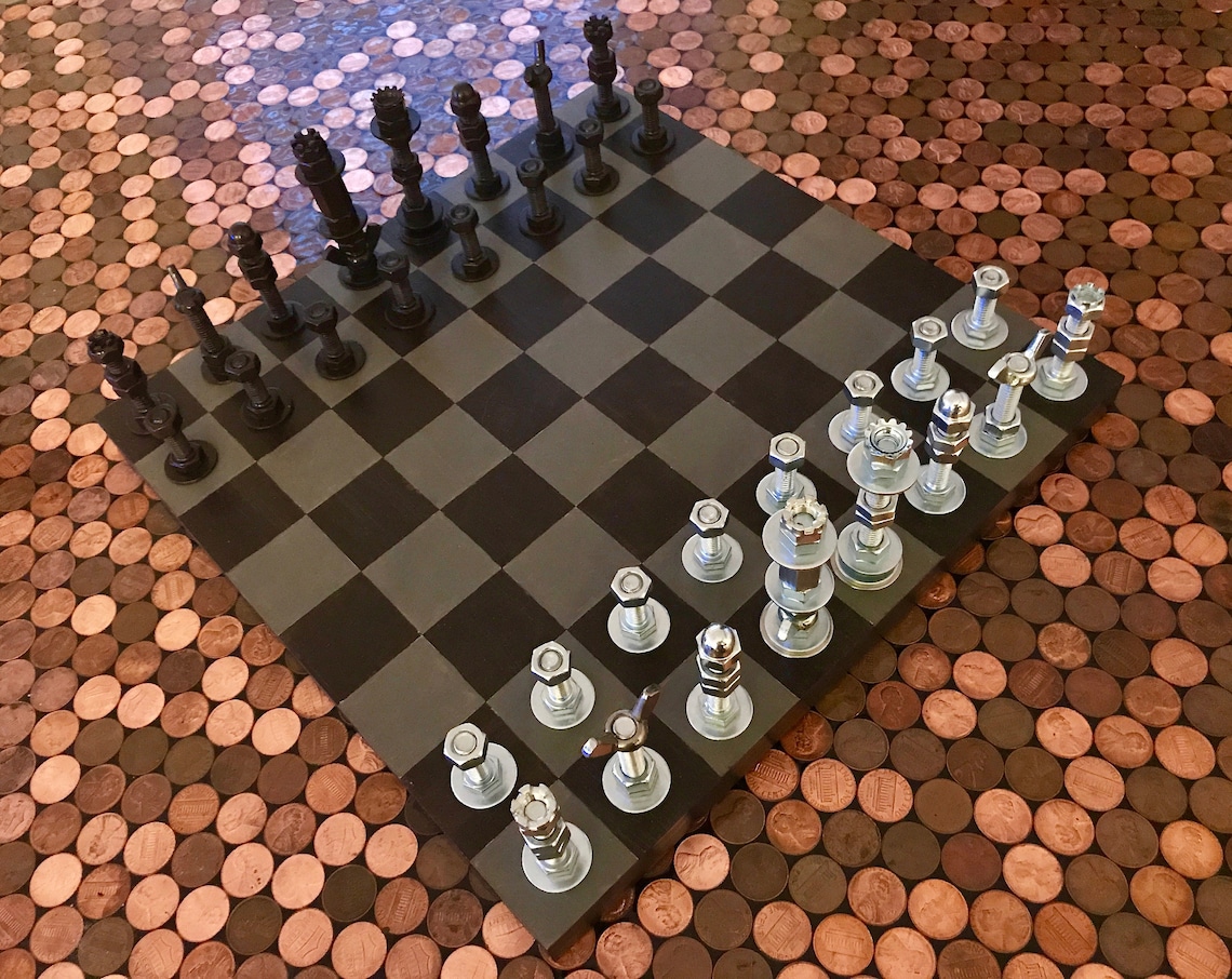 Chess Set Handmade Nuts and Bolts Chess Set Etsy Canada