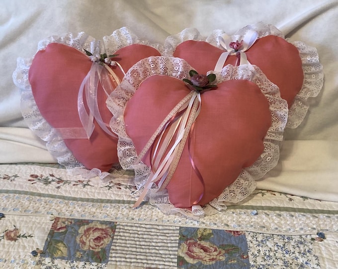 HEART PILLOW with lace trim For Valentine's Day