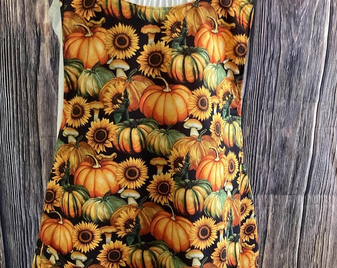 FALL HARVEST PUMPKINS on Black Background Reversible Cross Back Apron
