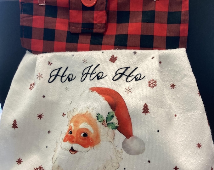 Hanging Towels Christmas with Red Black Plaid hanger top